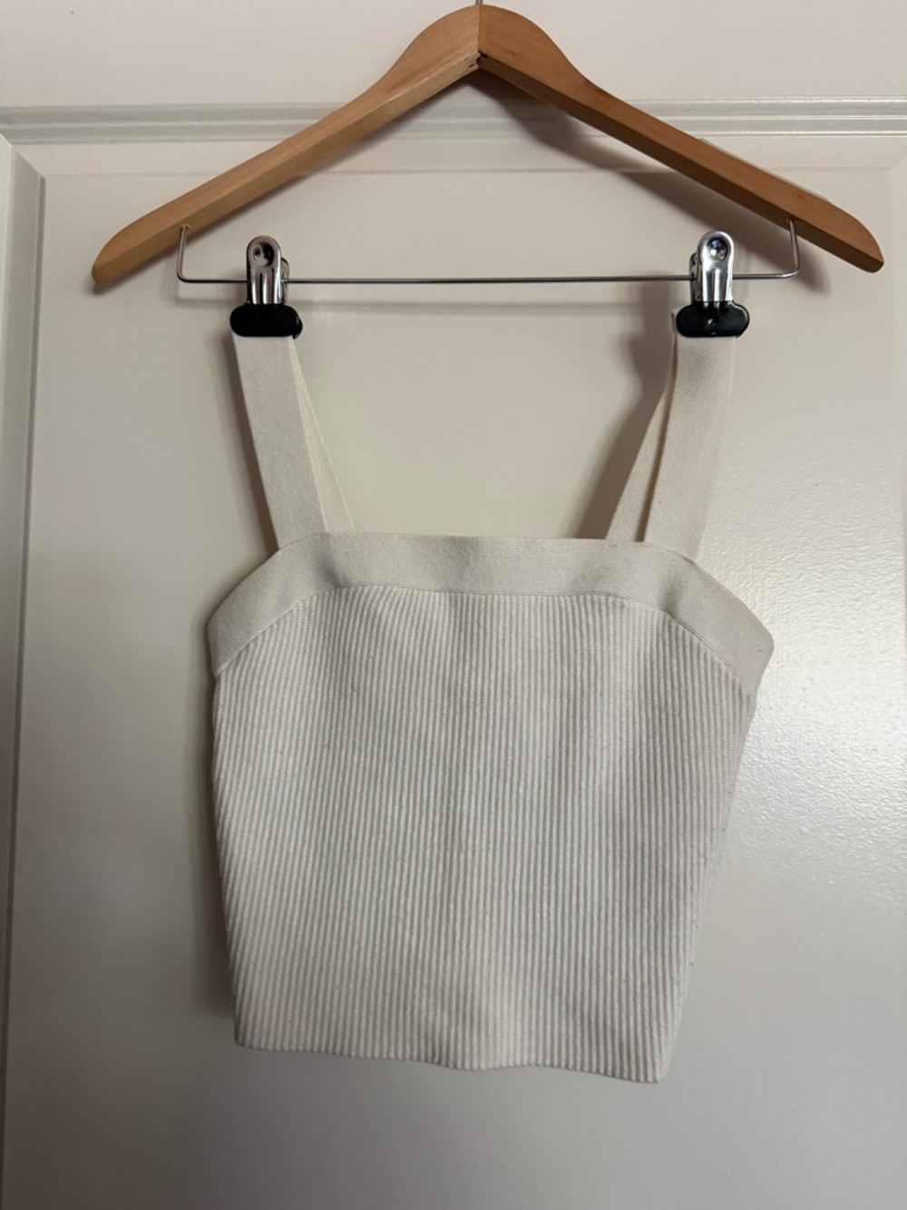 Abercrombie & Fitch Cream Ribbed Square-Neck Tank